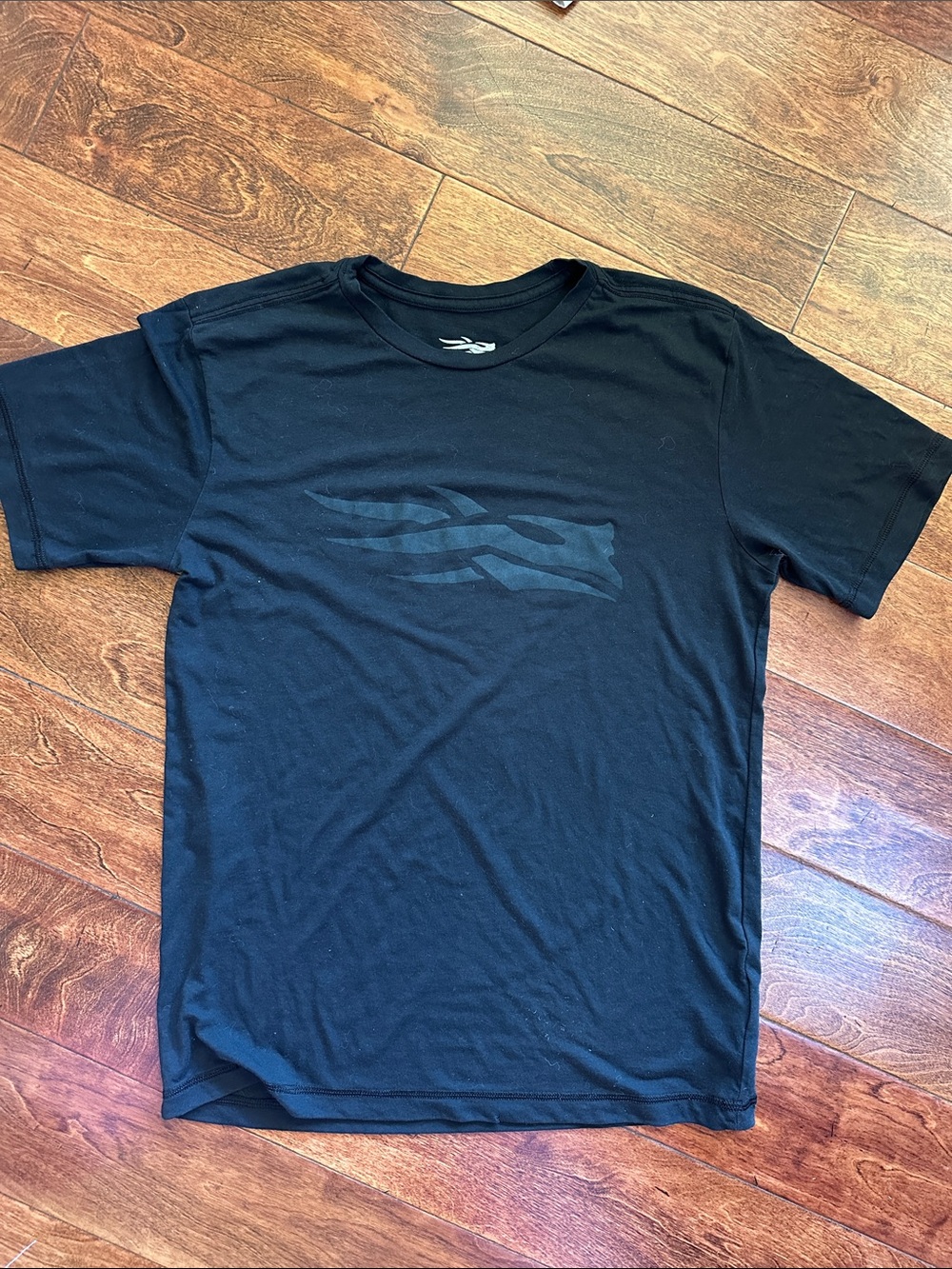 Men's Black Short Sleeve Crew Neck Tee with Subtle Chest Graphic